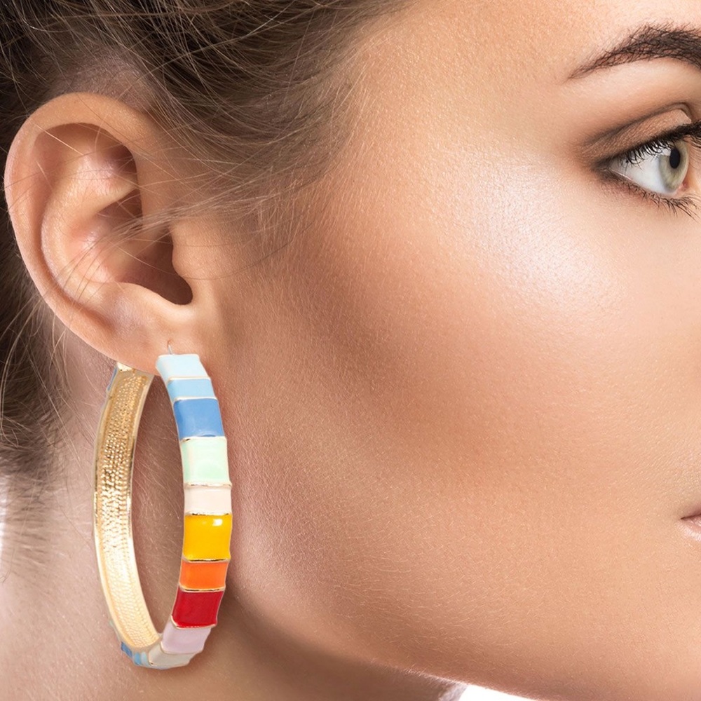 Multi color block hoops
